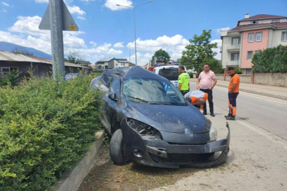 Aydınlatma direğine çarpıp devrildi